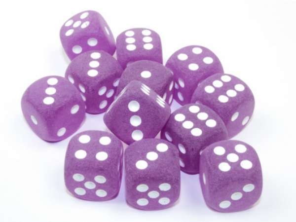 Chessex RPG Dice Sets: Frosted 16mm d6 Purple/white Dice Block (12 dice)