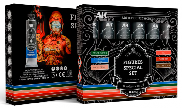 AK Interactive: Artist Dense Acrylic Color - Figures Special Set (6 tubes, 20mL)