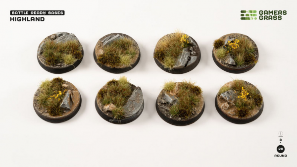 Battle Ready Bases: Highland Round 28mm (x8)
