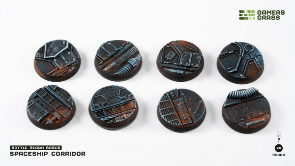 Battle Ready Bases: Spaceship Corridor Bases - Round 28mm (x8)