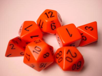 Chessex RPG Dice Sets: Orange/Black Opaque Polyhedral 7-Die Set