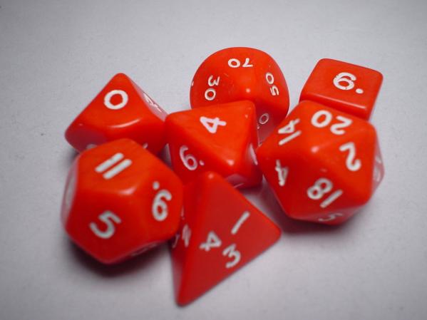 Chessex RPG Dice Sets: Red/White Opaque Polyhedral 7-Die Set
