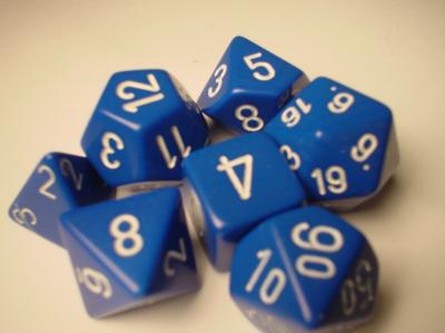Chessex RPG Dice Sets: Blue/White Opaque Polyhedral 7-Die Set