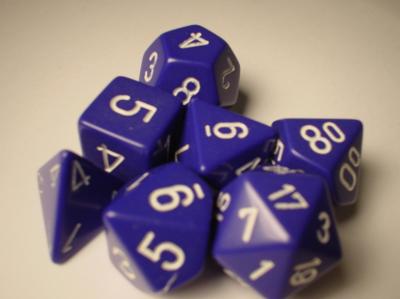 Chessex RPG Dice Sets: Purple/White Opaque Polyhedral 7-Die Set