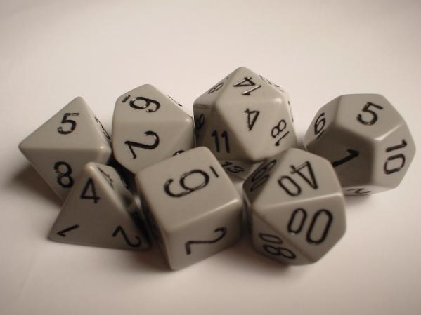 Chessex RPG Dice Sets: Dark Grey/Black Opaque Polyhedral 7-Die Set