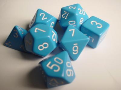 Chessex RPG Dice Sets: Light Blue/White Opaque Polyhedral 7-Die Set