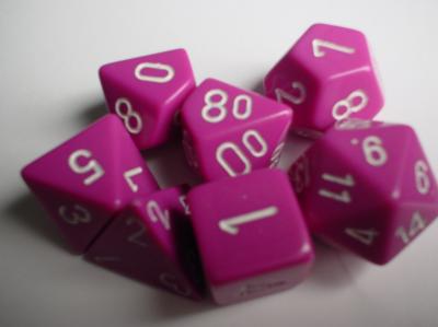 Chessex RPG Dice Sets: Light Purple/White Opaque Polyhedral 7-Die Set