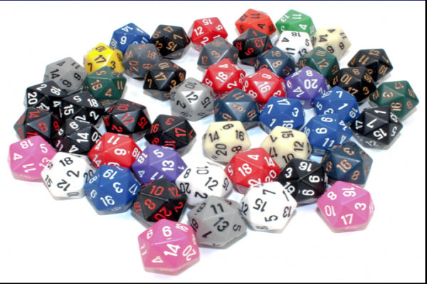 Chessex Bulk Dice Sets: Assorted Opaque d20 Bag (50)