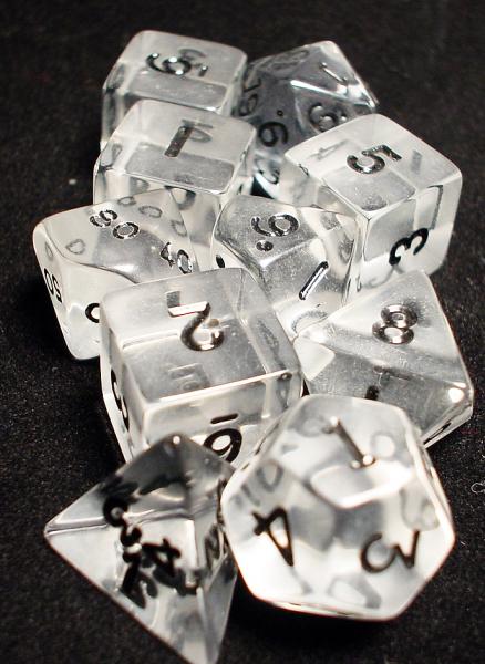 Koplow RPG Dice Sets: Clear/Black Transparent 10-Die Set