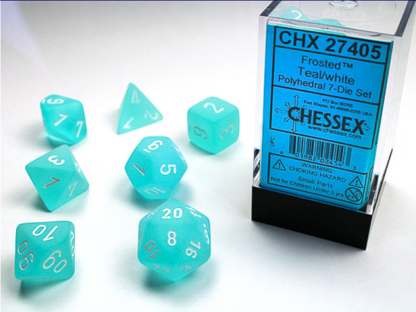 Chessex RPG Dice Sets: Teal/White Frosted Polyhedral 7-Die Set