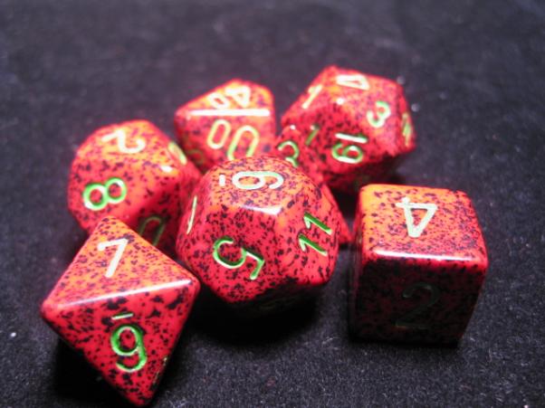 Chessex Dice: Strawberry Red Poly 7-dice Cube