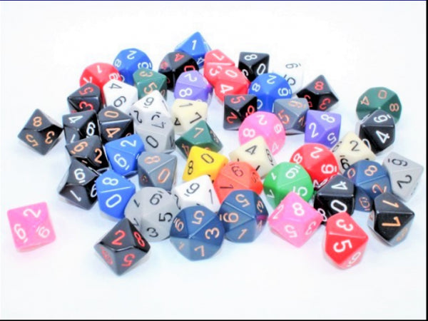 Chessex Bulk Dice Sets: Assorted Opaque d10 Bag (50)