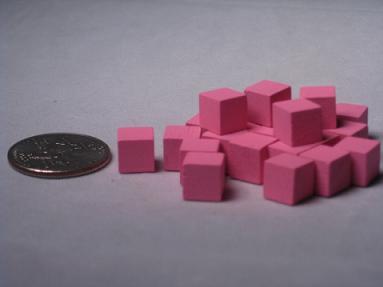 Game Accessories: 8mm Pink Wooden Cube Tokens (100 Pack)