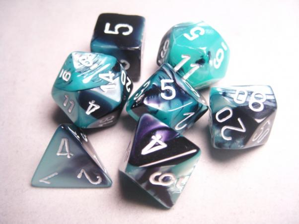 Chessex RPG Dice Sets: Gemini # 5 Black-Shell/White Polyhedral 7-Die Set