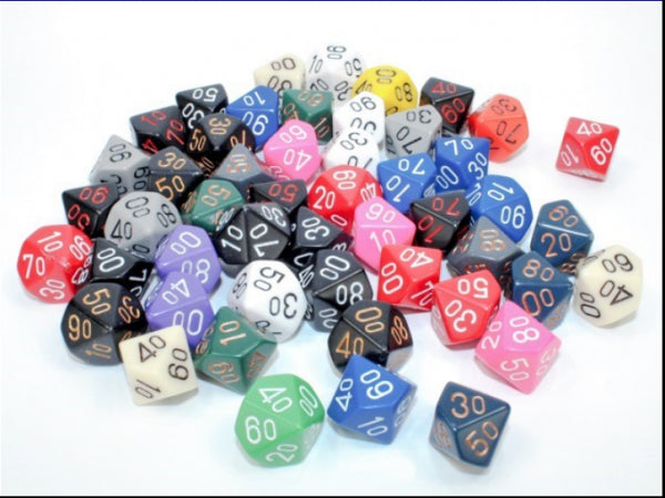 Chessex Bulk Dice Sets: Assorted Opaque Percentile d00 Bag (50)