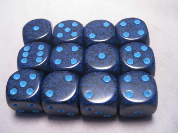 Chessex Dice Sets: Cobalt Speckled 16mm d6 (12)