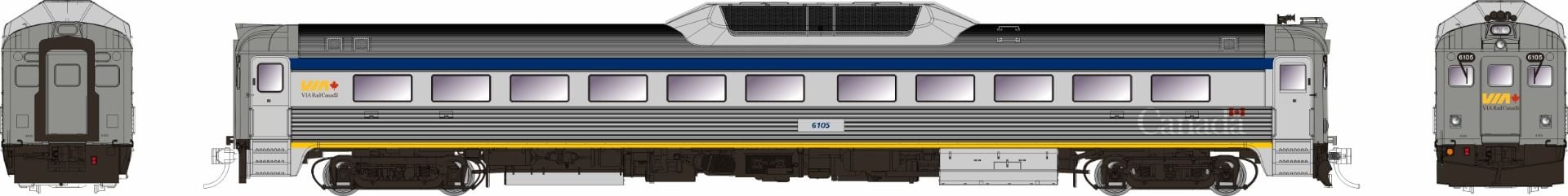 PREORDER Rapido HO 16846 Budd RDC-9 Phase 2, VIA Rail #6105 (DCC & Sound Equipped)