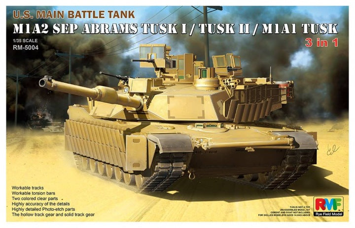 Rye Field Model 5004 M1A2 Tusk I/Tusk I/II Battle Tank 1:35