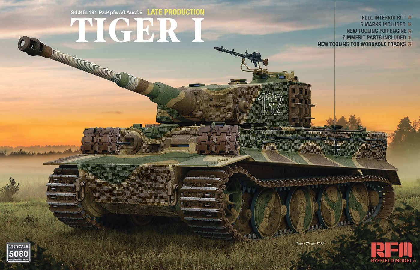 Rye Field Model 5080 Tiger I Late w/Full Interior + zimmerit 1:35