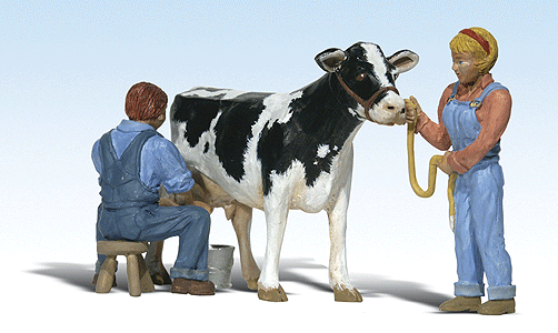Woodland Scenics 2553 Scenic Accents(R) Figures -- Milkin' Ol Bessie, G Scale