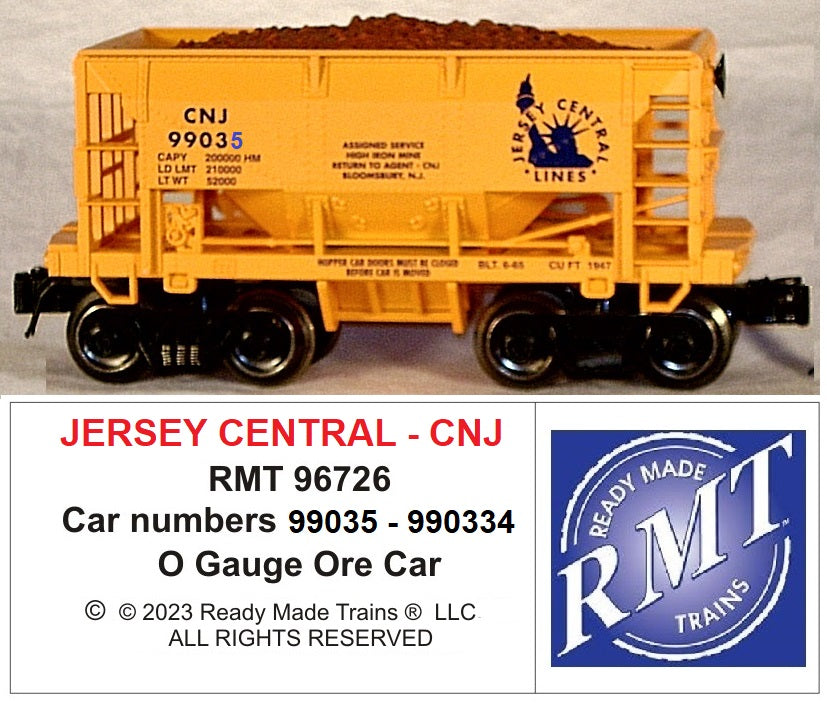 Ready Made Trains O 96726 Ore Car, Central of New Jersey