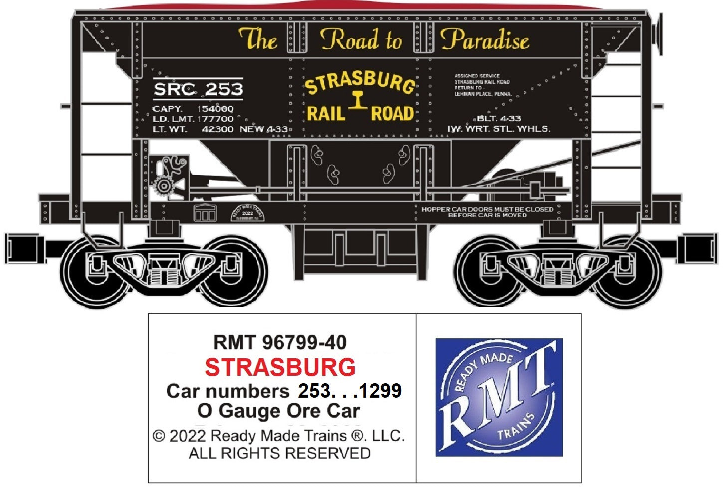 Ready Made Trains O 9679940 Ore Car, Strasburg