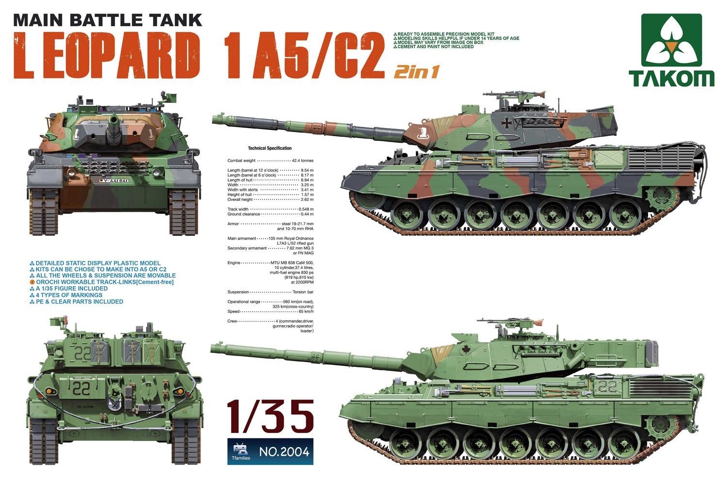 Takom 2004 Leopard 1A5/C2 Mbt 1:35