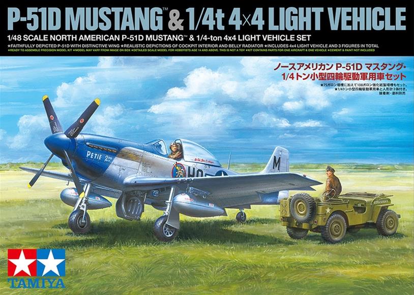 Tamiya 25205 US NA P-51D Mustang w/4x4 Light Vehicle 1:48