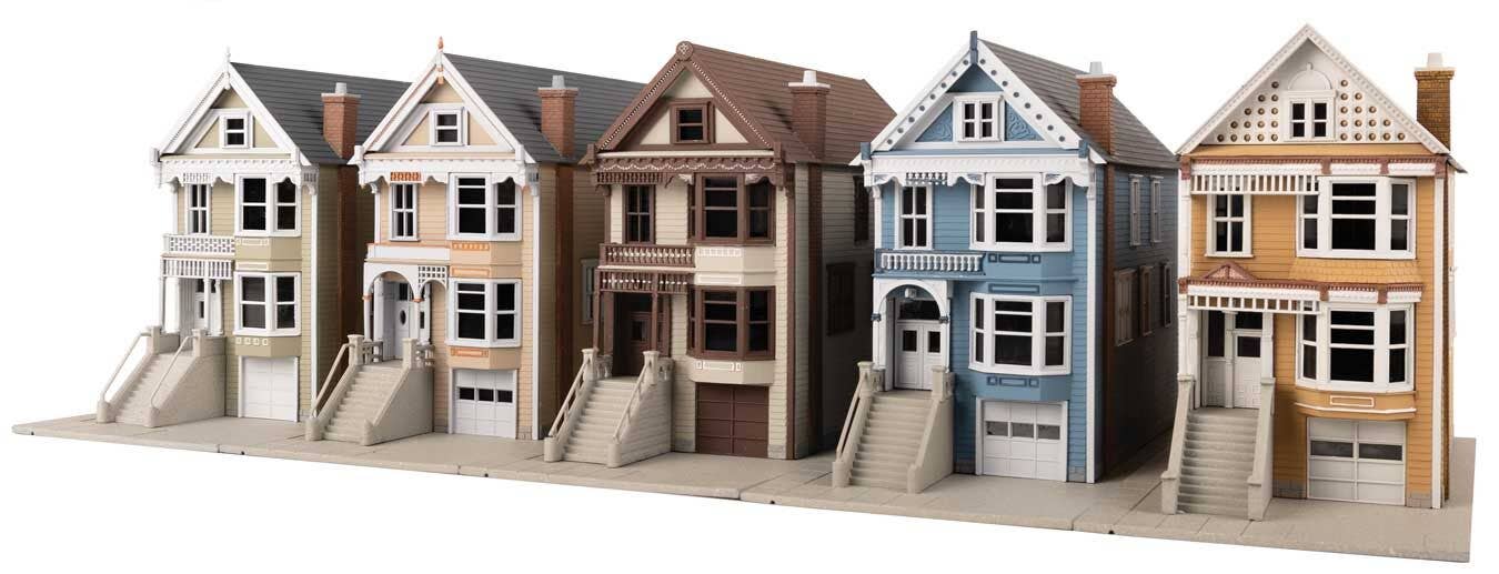 PREORDER Walthers Trainline HO 931-B950 Victorian House 5-Kit Set, Kavanaugh/Queen Ann/Steiner/Painted Lady/Gingerbread
