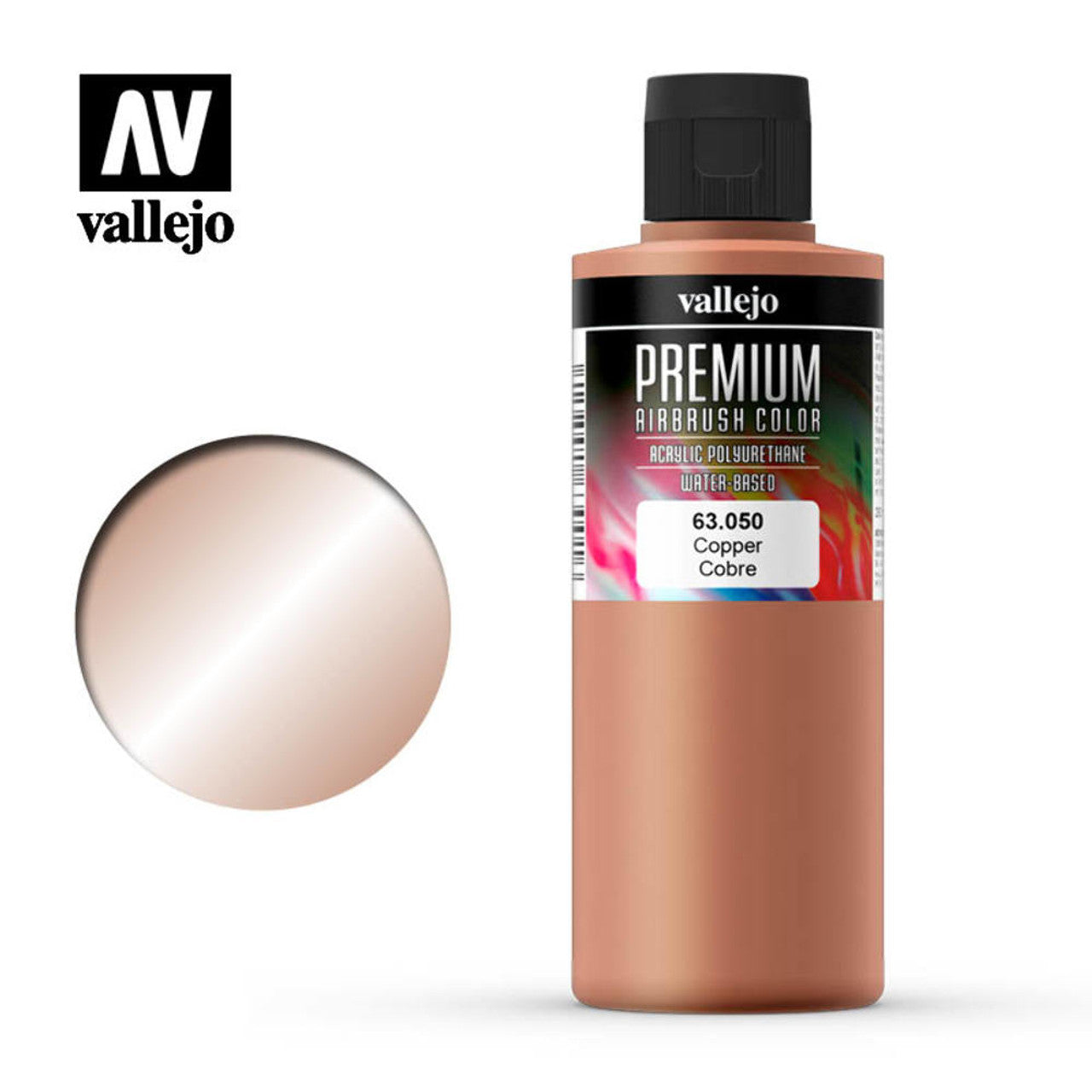 Vallejo Acrylic Paints 63050 Premium Color, Metallic Copper (200ml)