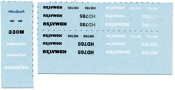 Lonestar Models HO 30031 Zycon Models Vehicle Decals, Kibri Komatsu HD785 or 330M Mine Truck